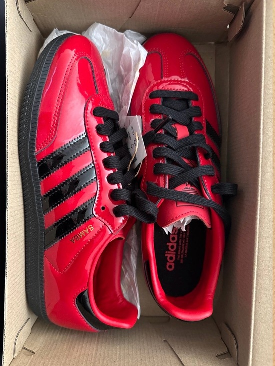 adidas Shoes - adidas Samba OG Patent Red with Black Stripes